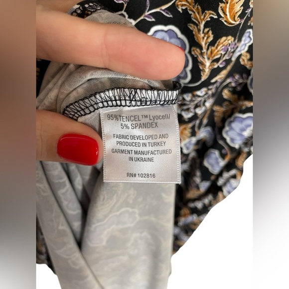 NWT Garnet Hill Linden Knit Dress Long Sleeve Tencel Floral Tie Waist Maxi Sz S - Picture 16 of 16